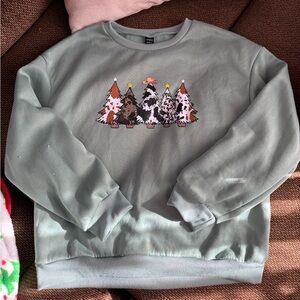 Cow print Christmas trees sweatshirt Large